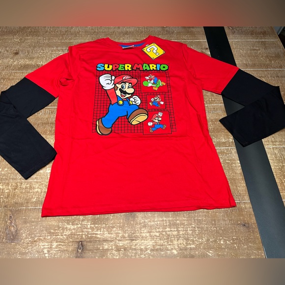 Super Mario T Shirt Kids Unisex Long Sleeves - Picture 2 of 6